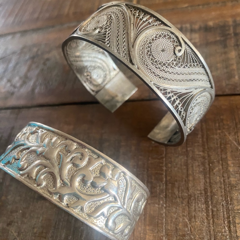 Two Sterling Silver Cuff Bracelets - image 1